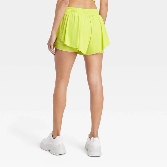 Small - Womens Double Layer Run Shorts 2.5" - JoyLab - Acidic Yellow - Picture 6 of 6